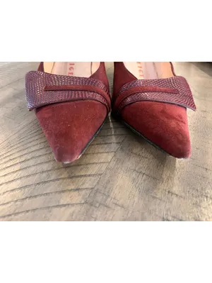Vintage Walter Steiger Burgundy Suede Pointed Toe Pumps - Size 8 Made in Italy thumbnail 7