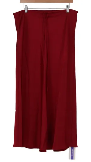 Skrtimory Wine Red Midi Skirt Size L Stretch Minimalist Solid Career Pull On thumbnail 1