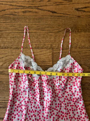 Victoria's Secret Small Night Lace Slip Cami Pink Hearts Valentines Coquette Y2K thumbnail 5