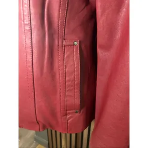 Leslie Fay red leather jacket size small stylish form fitting thumbnail 3