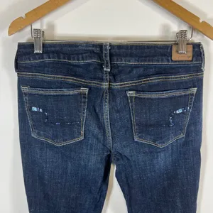 American Eagle Stretch Bootcut Jeans Dark Wash Sequin Back Pocket‎ Size 12 Tall thumbnail 6