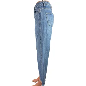 Oak + Fort Blue 100% Cotton High Rise Light Wash Cropped Wide Leg Jeans Size S thumbnail 2