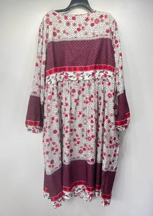 Gypsy Blu Boho Mixed Print Tassels Puff Sleeve Floral Midi Dress Size 3X NEW thumbnail 8