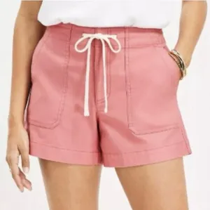 LOFT Cotton Cargo Utility Drawstring Shorts (Sz 14) Clay Salmon Coral thumbnail 1