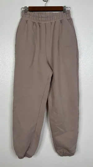 Comfrt Taupe Fleece Jogger Sweatpants Elastic Waist High Rise Medium thumbnail 1