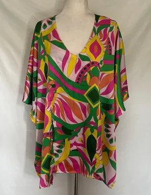 Umgee Tunic Kimono Womens Top L Pink Hippie Retro Festival Boho Resort Oversize thumbnail 13