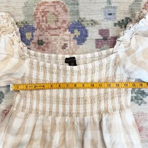 House Of Harlow Linen Gingham Smocked Milkmaid Dress XL Cottagecore Boho Prairie thumbnail 5