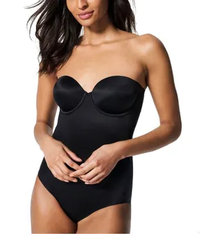Spanx Suit Your Fancy Strapless Cupped Brief Bodysuit 10205R Very Black Medium thumbnail 1