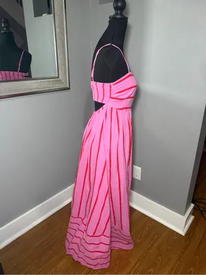 Petal & Pup Pikie Candy Striped Barbie Preppy Maxi Dress Medium. thumbnail 5