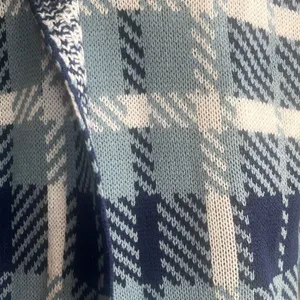 Salon Studio‎ Blue Houndstooth Plaid Open Front Oversized Cardigan Large Grandma thumbnail 4
