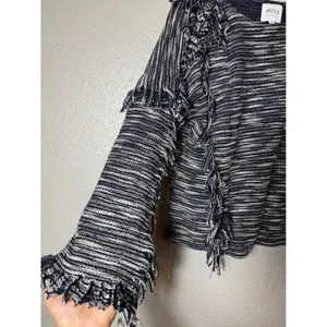 MISA Los Angeles‎ Fringe Sweater Black White Textured Knit Size S thumbnail 5