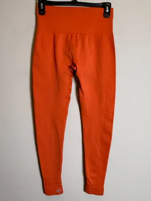 Set Active Sculptflex Seamless Leggings Women's Medium Orange Ribbed Workout Gym thumbnail 5