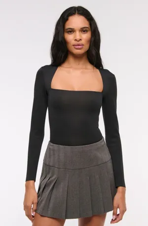 NWT Abercrombie and Fitch Ava Long-Sleeve Sculpt Matte Bodysuit thumbnail 1