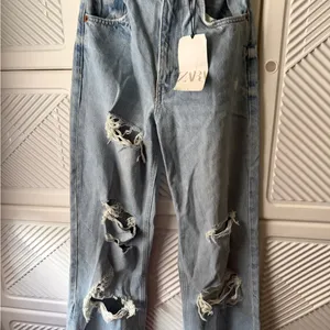 ZARA Ripped Wide Leg Jeans thumbnail 14