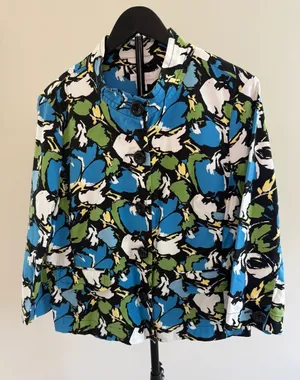 Vintage Charter Club‎ Women's Abstract Floral Print Chino Jacket, Large thumbnail 1