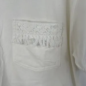 Ariat Size M Tassel Top Relaxed Fit Short Sleeve‎ Cloud Dancer Pullover Women's thumbnail 5