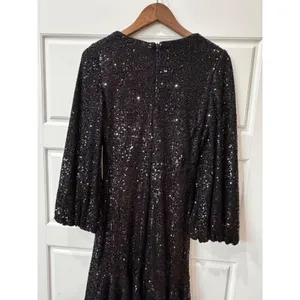 Eliza J Black Sequin Long‎ Sleeve Mini Wrap Dress Size 4 Glam Party Holiday thumbnail 7