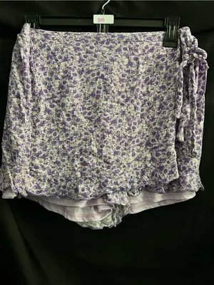 Pink Lily Lavender Floral Wrap Skirt Shorts MD thumbnail 2