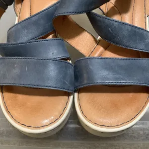 BORN ankle strap wedge woman sandal blue leather size 10 thumbnail 6