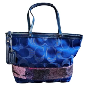 COACH Sequin Trim Signature Monogram Shoulder Bag thumbnail 2
