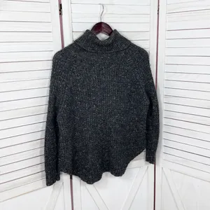 Free People Dylan Tweedy Cowl Neck‎ Wool Blend Sweater Black XS Boho Grunge thumbnail 9