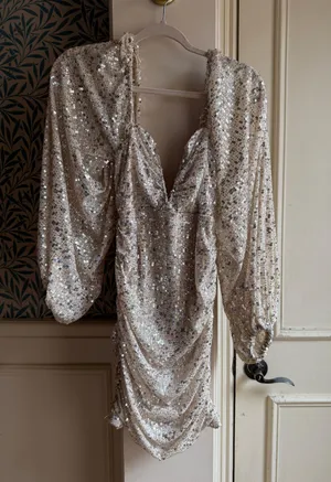 Gold Sequin Formal Mini Dress thumbnail 1