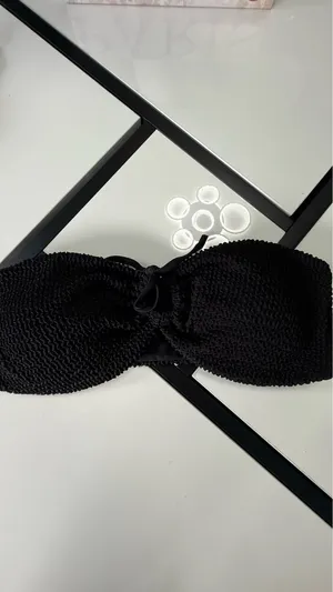 Zaful Black Smocked Bandeau Bikini TOP ONLY - Size Small thumbnail 6