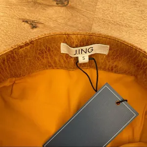 J.Ing Faux Skin Zip Front Belted Mini Skirt Tan S thumbnail 4
