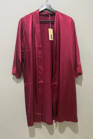 Ekouaer Deep Red Satin Lace Trim Robe Size M thumbnail 1