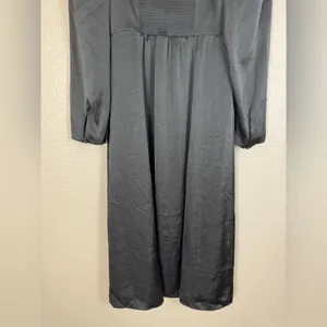 Aritzia Wilfred Bridgerton Satin Black long Sleeve Midi Dress size 8 $168 thumbnail 9