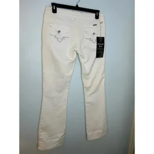 D*Klic White Jeans Size 34 inches Tall Denim Bedazzled Pockets NWT UK thumbnail 2