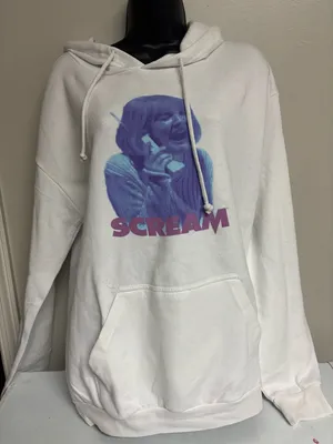 White 'Scream' Graphic Crewneck Hoodie Sweatshirt thumbnail 1