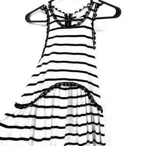Altar'd State size Small white with black stripes and black crochet‎ accents thumbnail 3