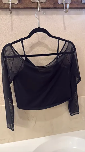 Abercrombie Black Tank with attached mesh top thumbnail 4