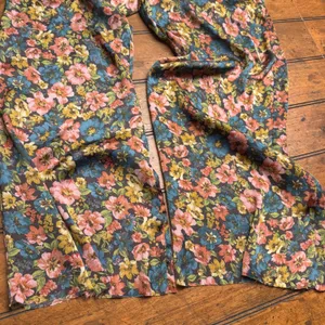 ILLA ILLA Floral Wide Leg Pants Brown Pink Blue Elastic Waist Drawstring Small‎ thumbnail 2