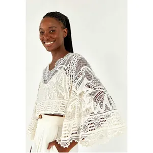 Farm‎ Rio Guipire Lace Blouse Off White Size XS NWT thumbnail 3