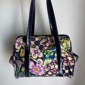 Vera Bradley Bird Floral Print Satchel Purse Blue thumbnail 9