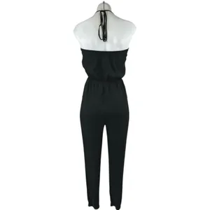Lulus Learning to Fly Black Halter Sleeveless V Neck Faux Wrap Jumpsuit Size S thumbnail 3
