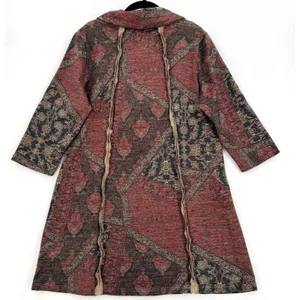 NorthStyle Size L Patchwork Paisley Cowl Neck Tunic Dress Boho Artsy 3/4 Sleeve thumbnail 2