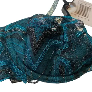 Savage X Fenty Shinning Star Half Cup Plunge Bra Blue Starstruck 34B NWT thumbnail 3