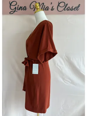 Charles Henry Rust Orange Wrap Dress Size XS from Nordstrom thumbnail 4