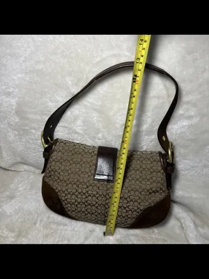 Rare Vintage Coach Soho Y2K Signature Shoulder Bag Brown Canvas & Suede 6818 thumbnail 9