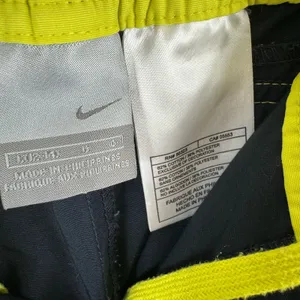 Nike Navy Blue‎ Yellow Trim Elastic Waist Cropped High Rise Track Pants Size L thumbnail 6