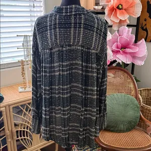 Free People Fearless Love Washed Black Sequin Oversized Popover Boho Hippie Top thumbnail 3