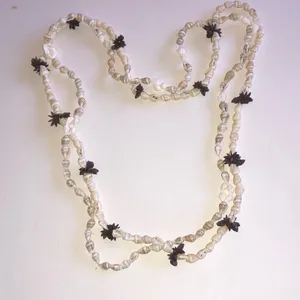 White and Brown Shells Flower Long Necklaces thumbnail 2