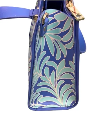 Kate Spade Cobalt Blue and Mint Green SeaFern Leaf-Print Tote thumbnail 8