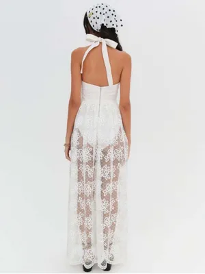 For Love & Lemons Sonnet Lace Maxi Dress White Small NEW $389 Bride Bridal thumbnail 2