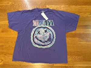 Nirvana NWT oversized distressed short sleeve graphic T shirt dress size L/XL thumbnail 10
