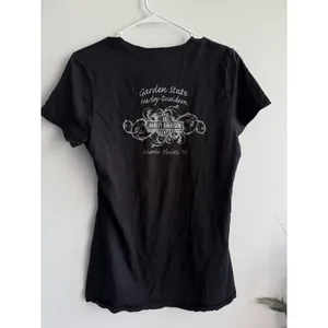 Harley-Davidson Women Black Sugar Skull Graphic Tee Garden State NJ Size L thumbnail 3