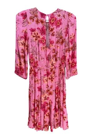 Loft Women’s Pink Floral Midi Dress w/ Tie Waist Size XXSP thumbnail 2